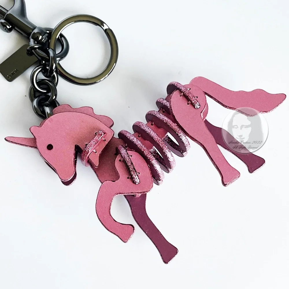 Coach Unicorn Bag Charm Small Pink Sparkles Rare NWOT - Picture 4 of 7